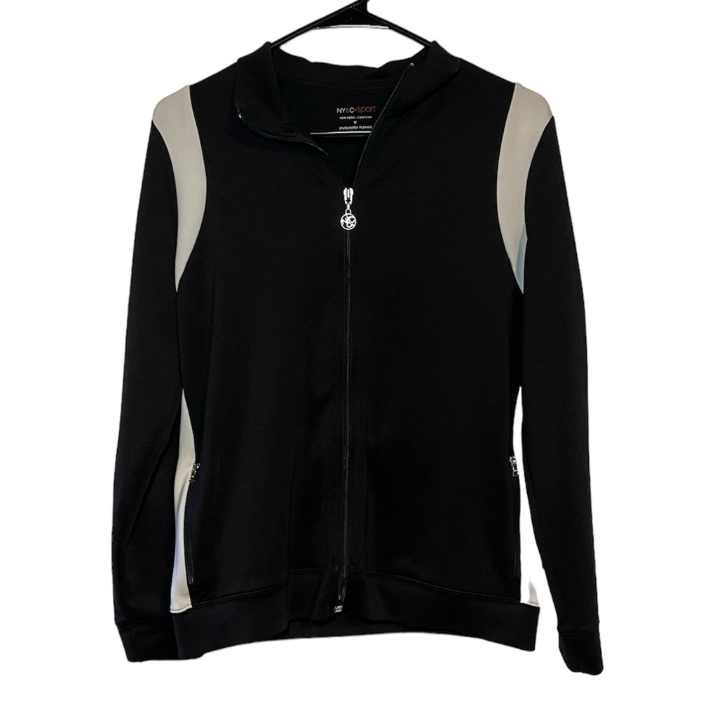 New York & Co Sport Full Zip Jacket Size Medium Excellent Condition Black White